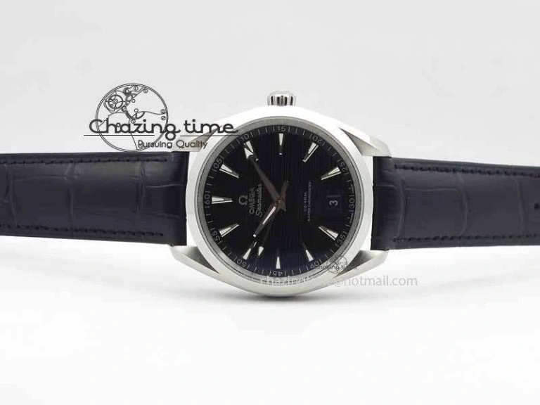 2017 Aqua Terra SS XF Best Edition Black Textured Dial On Black Leather Strap A8900