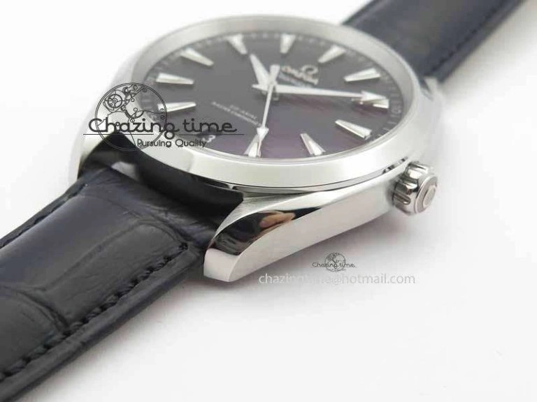 2017 Aqua Terra SS XF Best Edition Black Textured Dial On Black Leather Strap A8900