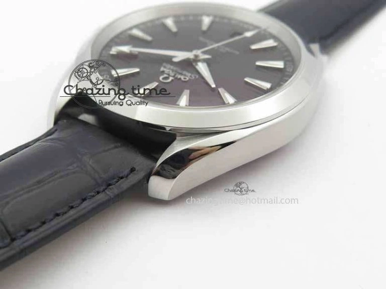 2017 Aqua Terra SS XF Best Edition Black Textured Dial On Black Leather Strap A8900