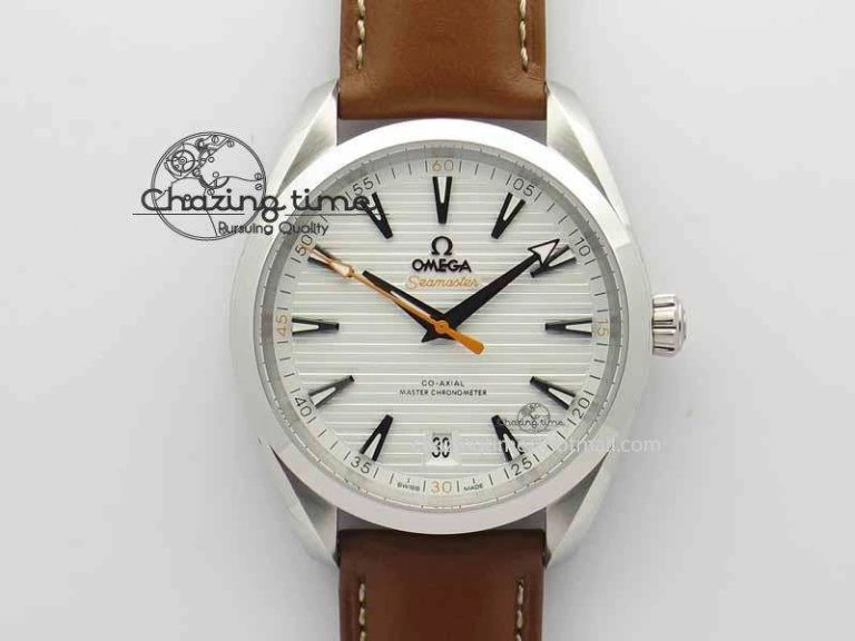 2017 Aqua Terra SS XF Best Edition White Textured Dial On Brown Leather Strap A8900