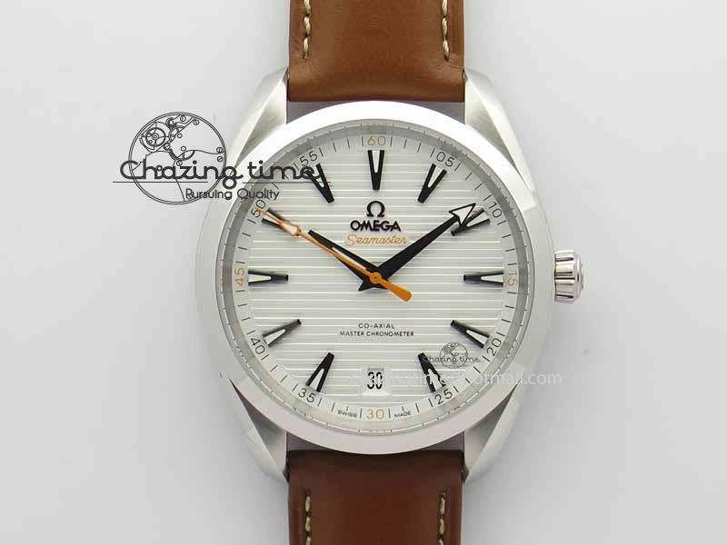 2017 Aqua Terra SS XF Best Edition White Textured Dial On Brown Leather Strap A8900