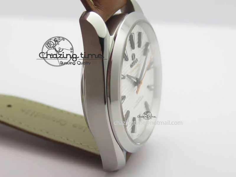 2017 Aqua Terra SS XF Best Edition White Textured Dial On Brown Leather Strap A8900