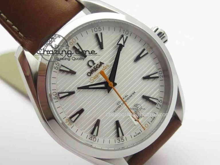 2017 Aqua Terra SS XF Best Edition White Textured Dial On Brown Leather Strap A8900
