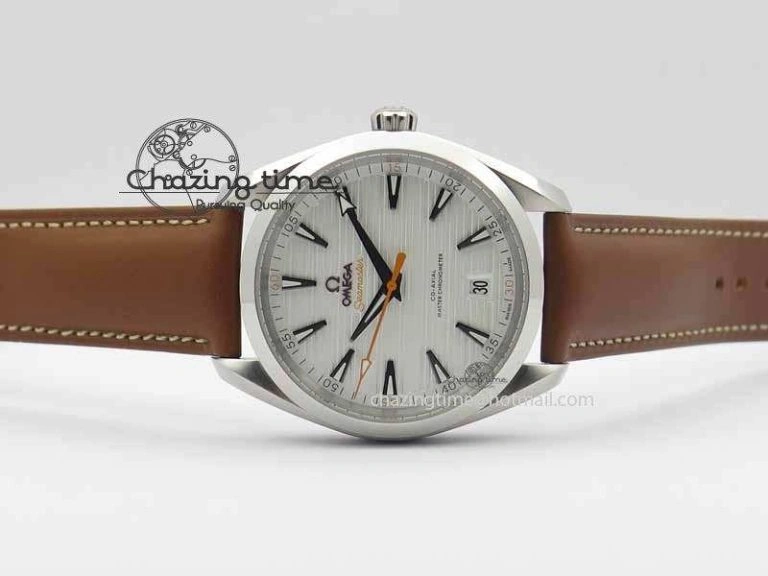 2017 Aqua Terra SS XF Best Edition White Textured Dial On Brown Leather Strap A8900