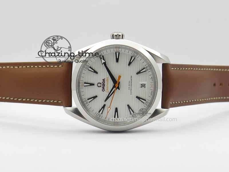 2017 Aqua Terra SS XF Best Edition White Textured Dial On Brown Leather Strap A8900