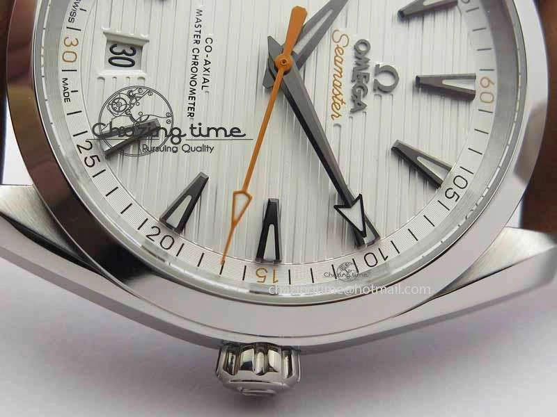 2017 Aqua Terra SS XF Best Edition White Textured Dial On Brown Leather Strap A8900