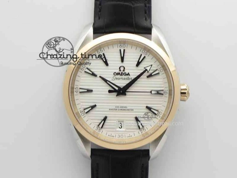 2017 Aqua Terra SS RG XF Best Edition White Textured Dial On Black Leather Strap A8900