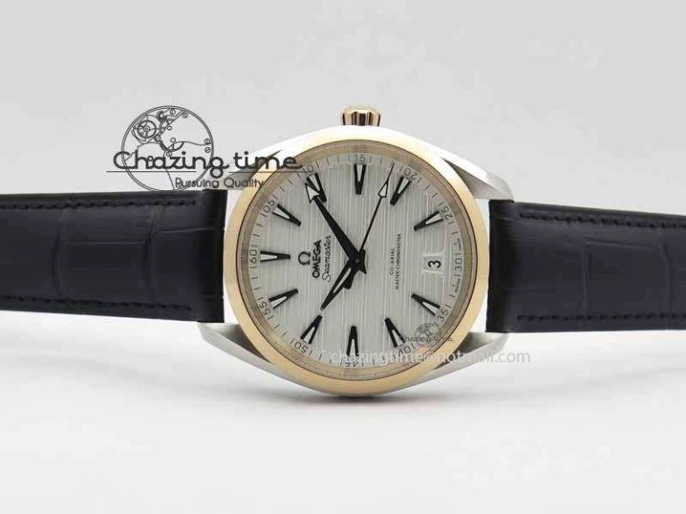2017 Aqua Terra SS RG XF Best Edition White Textured Dial On Black Leather Strap A8900