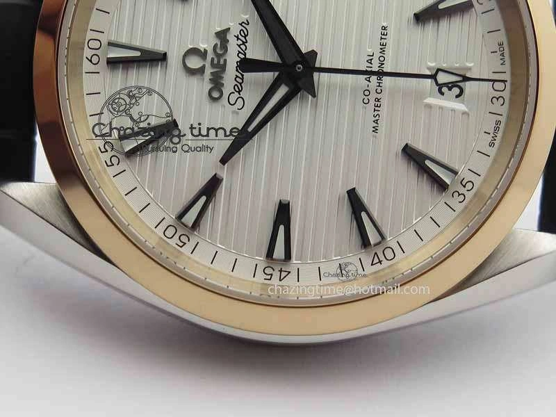 2017 Aqua Terra SS RG XF Best Edition White Textured Dial On Black Leather Strap A8900