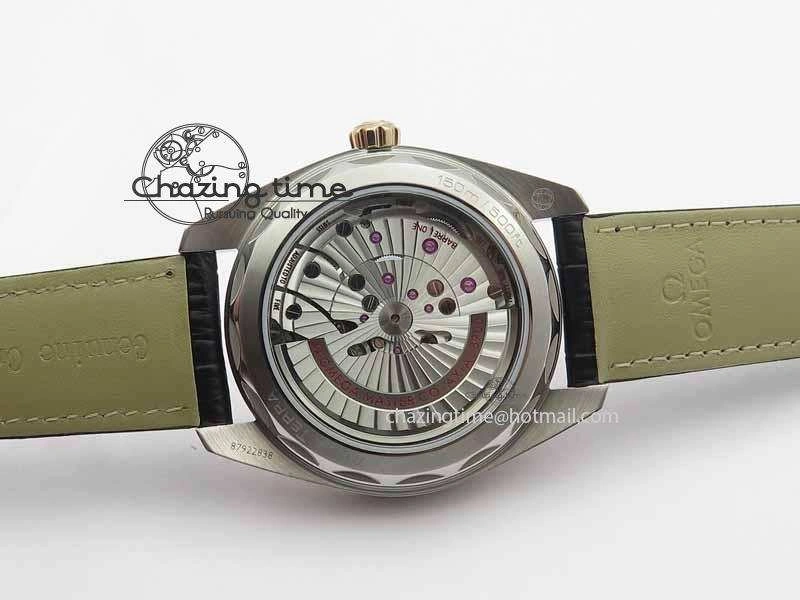 2017 Aqua Terra SS RG XF Best Edition White Textured Dial On Black Leather Strap A8900
