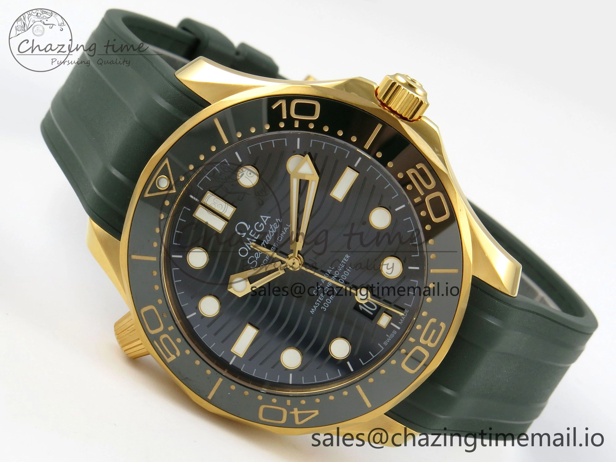 2018 Seamaster Diver 300M Green Ceramic Bezel YG VSF 1:1 Best Edition Green Dial On Green Rubber Strap A8801