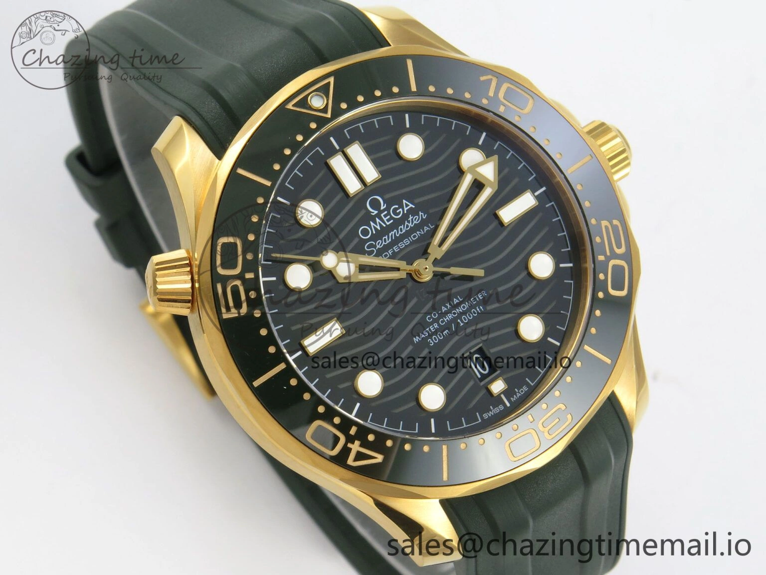 2018 Seamaster Diver 300M Green Ceramic Bezel YG VSF 1:1 Best Edition Green Dial On Green Rubber Strap A8801