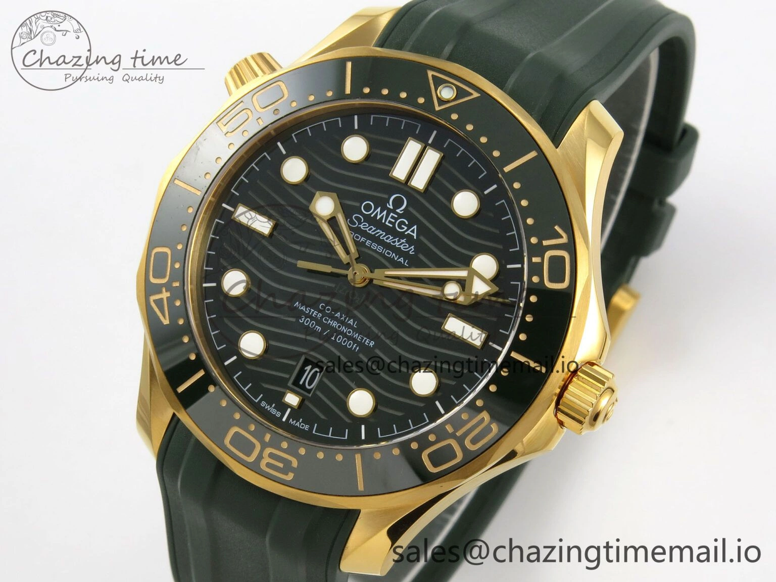 2018 Seamaster Diver 300M Green Ceramic Bezel YG VSF 1:1 Best Edition Green Dial On Green Rubber Strap A8801