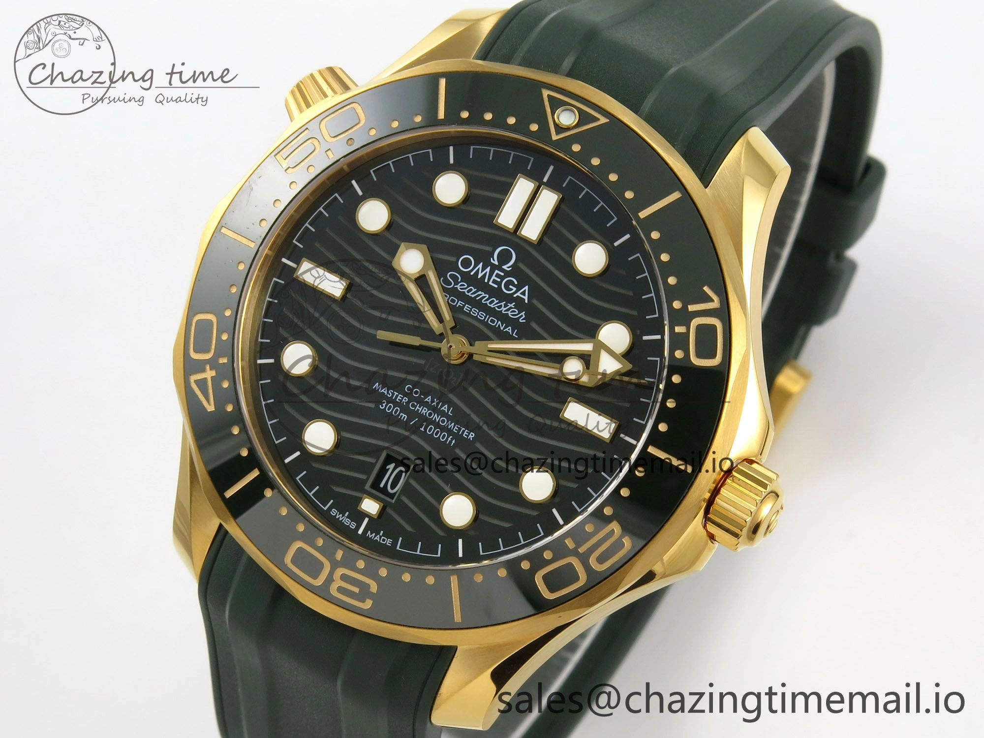 2018 Seamaster Diver 300M Green Ceramic Bezel YG VSF 1:1 Best Edition Green Dial On Green Rubber Strap A8801