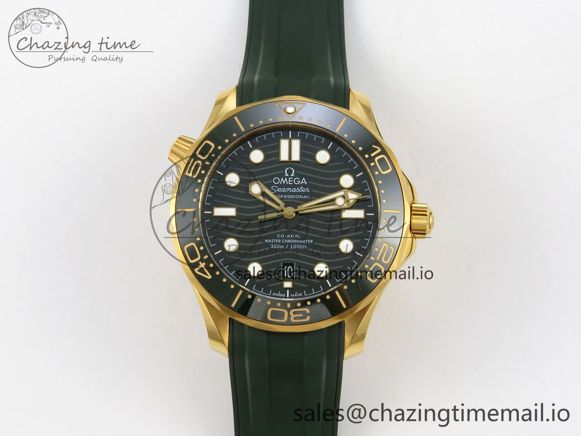 2018 Seamaster Diver 300M Green Ceramic Bezel YG VSF 1:1 Best Edition Green Dial On Green Rubber Strap A8801