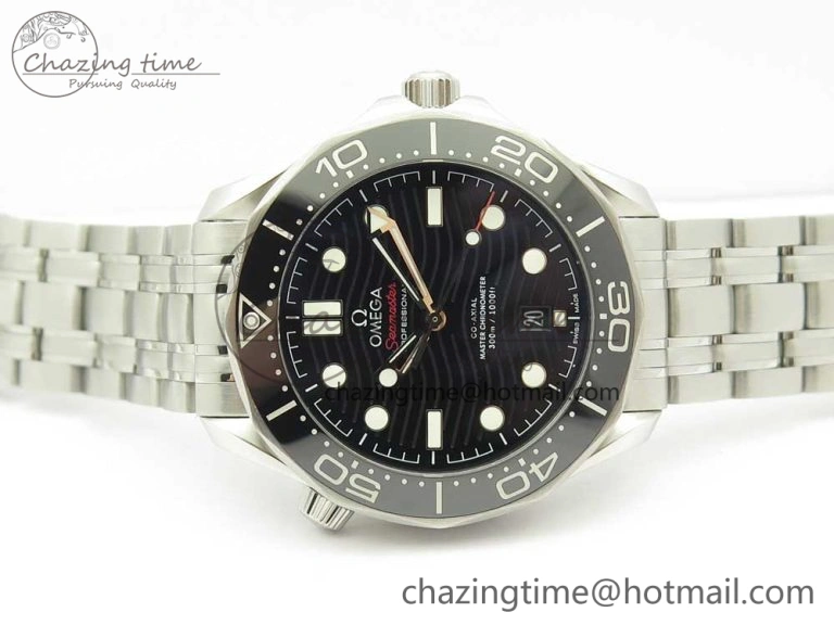 2018 Seamaster Diver 300M OMF Best Edition Black Ceramic Black Dial on SS Bracelet A8800 (Black Balance Wheel)