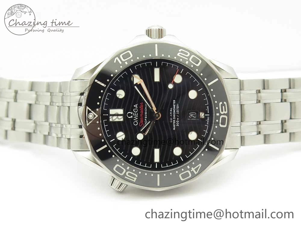 2018 Seamaster Diver 300M OMF Best Edition Black Ceramic Black Dial on SS Bracelet A8800 (Black Balance Wheel)