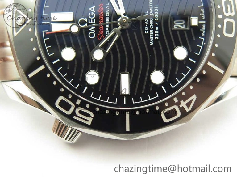 2018 Seamaster Diver 300M OMF Best Edition Black Ceramic Black Dial on SS Bracelet A8800 (Black Balance Wheel)