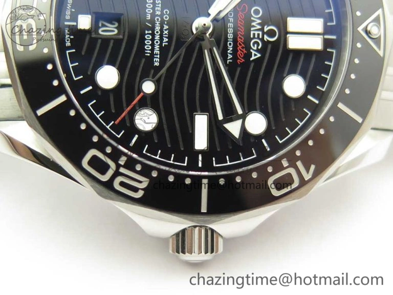 2018 Seamaster Diver 300M OMF Best Edition Black Ceramic Black Dial on SS Bracelet A8800 (Black Balance Wheel)