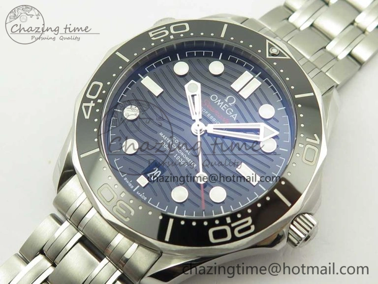 2018 Seamaster Diver 300M OMF Best Edition Black Ceramic Black Dial on SS Bracelet A8800 (Black Balance Wheel)
