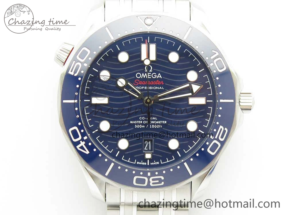 2018 Seamaster Diver 300M OMF Best Edition Blue Ceramic Blue Dial on SS Bracelet A8800 (Black Balance Wheel)