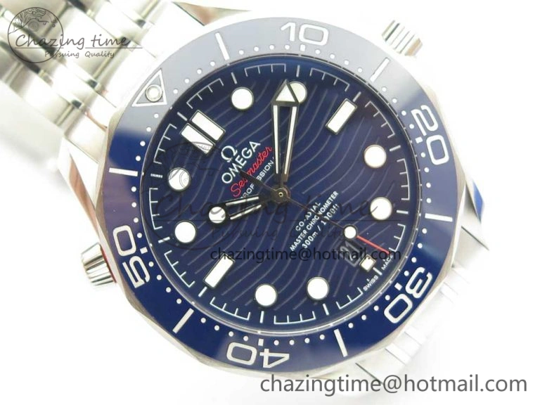 2018 Seamaster Diver 300M OMF Best Edition Blue Ceramic Blue Dial on SS Bracelet A8800 (Black Balance Wheel)