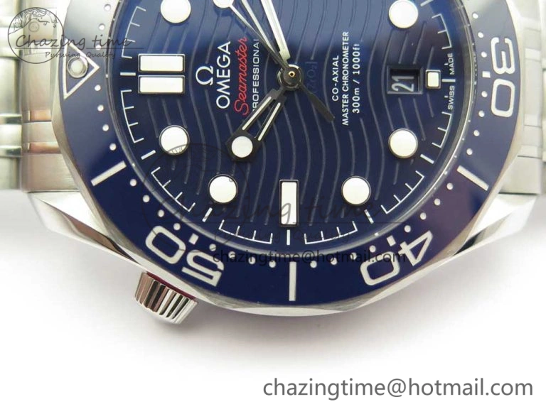 2018 Seamaster Diver 300M OMF Best Edition Blue Ceramic Blue Dial on SS Bracelet A8800 (Black Balance Wheel)