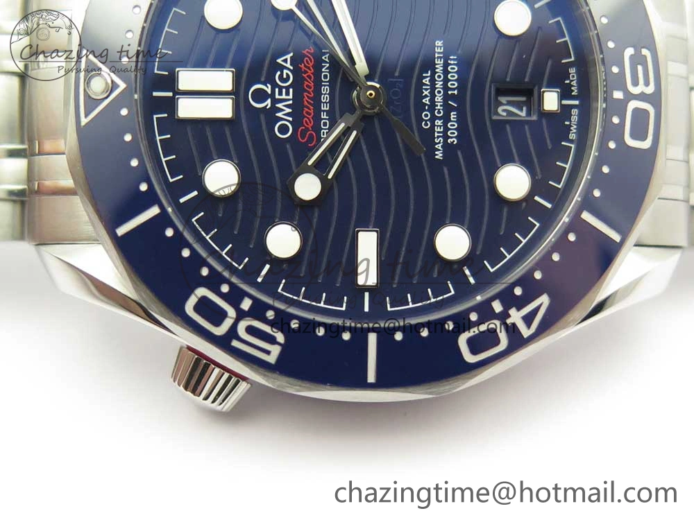 2018 Seamaster Diver 300M OMF Best Edition Blue Ceramic Blue Dial on SS Bracelet A8800 (Black Balance Wheel)