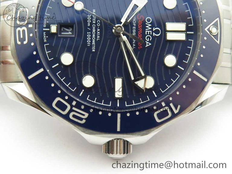 2018 Seamaster Diver 300M OMF Best Edition Blue Ceramic Blue Dial on SS Bracelet A8800 (Black Balance Wheel)