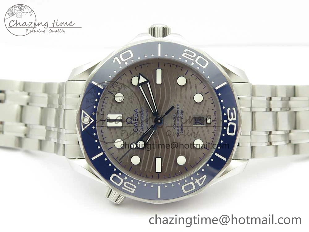 2018 Seamaster Diver 300M OMF Best Edition Blue Ceramic Gray Dial on SS Bracelet A8800 (Black Balance Wheel)