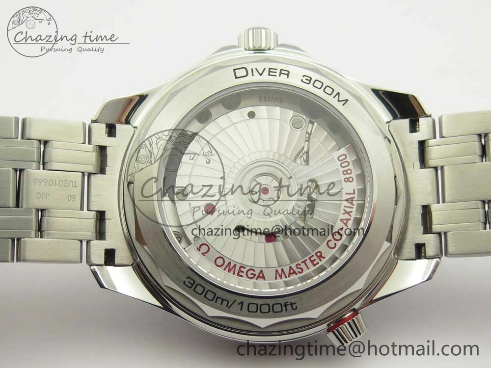 2018 Seamaster Diver 300M OMF Best Edition Blue Ceramic Gray Dial on SS Bracelet A8800 (Black Balance Wheel)