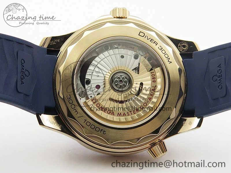 2018 Seamaster Diver 300M RG Blue Ceramic VSF 1:1 Best Edition Blue Dial on Blue Rubber Strap A8801
