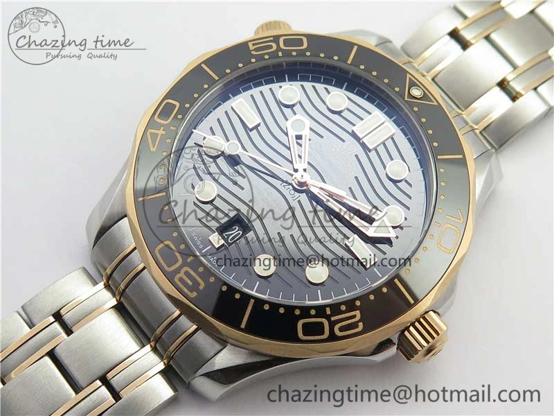 2018 Seamaster Diver 300M SS RG VSF 1:1 Best Edition RG Bezel Black Dial on SS YG Bracelet A8800
