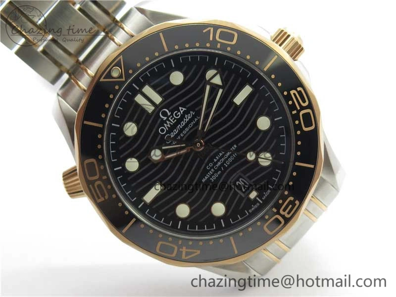 2018 Seamaster Diver 300M SS RG VSF 1:1 Best Edition RG Bezel Black Dial on SS YG Bracelet A8800