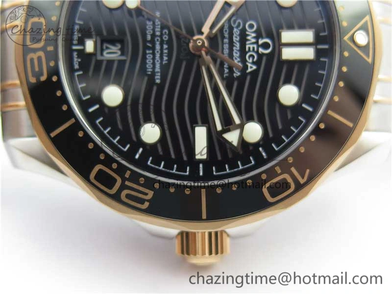 2018 Seamaster Diver 300M SS RG VSF 1:1 Best Edition RG Bezel Black Dial on SS YG Bracelet A8800