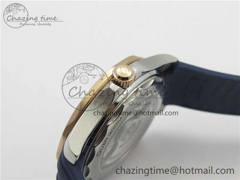 2018 Seamaster Diver 300M SS RG VSF 1:1 Best Edition RG Bezel Blue Dial on Blue Rubber Strap A8800