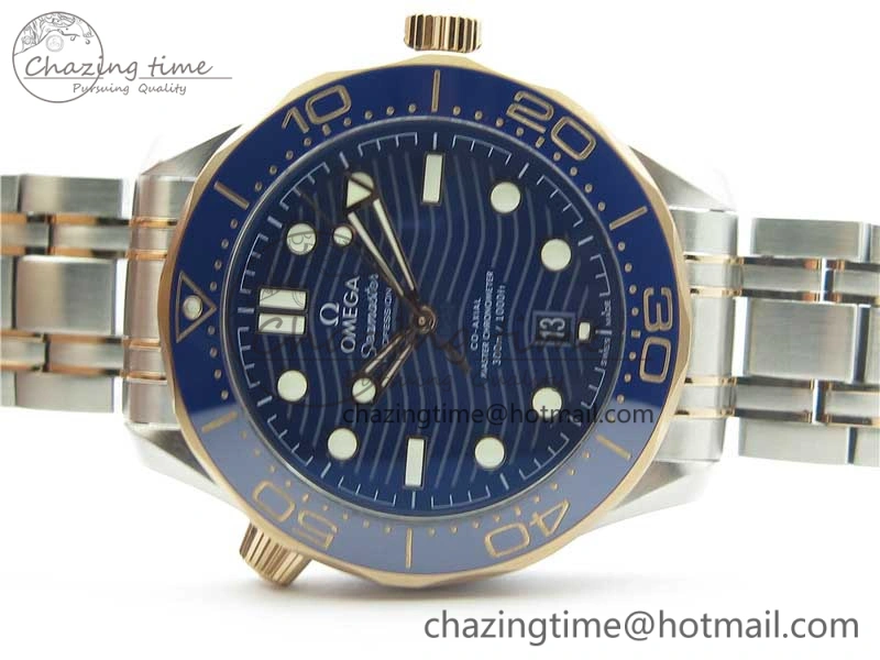 2018 Seamaster Diver 300M SS RG VSF 1:1 Best Edition RG Bezel Blue Dial on SS RG Bracelet A8800