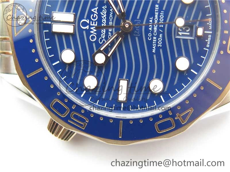 2018 Seamaster Diver 300M SS RG VSF 1:1 Best Edition RG Bezel Blue Dial on SS RG Bracelet A8800