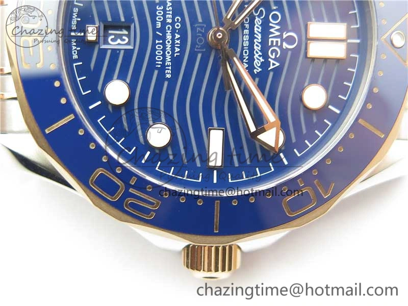 2018 Seamaster Diver 300M SS RG VSF 1:1 Best Edition RG Bezel Blue Dial on SS RG Bracelet A8800