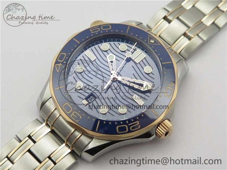 2018 Seamaster Diver 300M SS RG VSF 1:1 Best Edition RG Bezel Blue Dial on SS RG Bracelet A8800