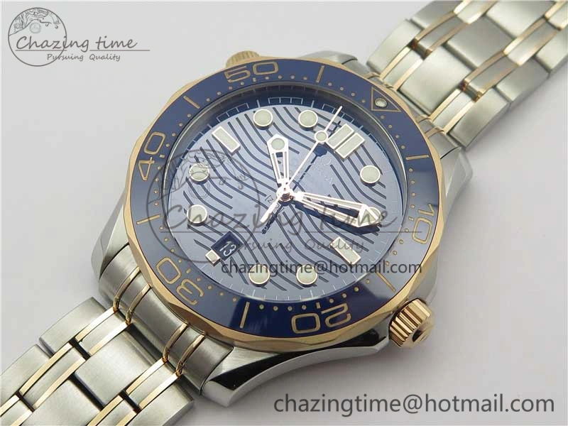 2018 Seamaster Diver 300M SS RG VSF 1:1 Best Edition RG Bezel Blue Dial on SS RG Bracelet A8800