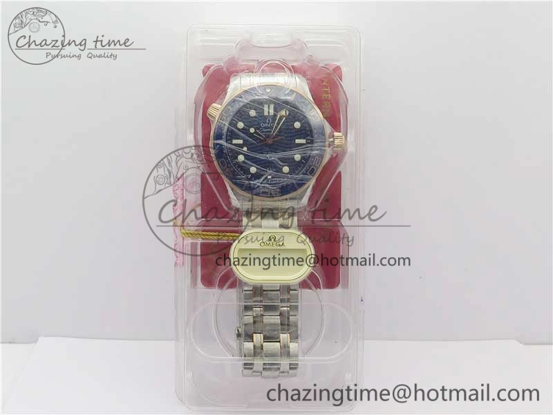 2018 Seamaster Diver 300M SS RG VSF 1:1 Best Edition RG Bezel Blue Dial on SS RG Bracelet A8800