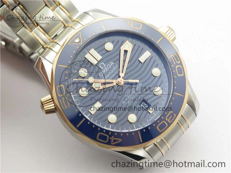 2018 Seamaster Diver 300M SS RG VSF 1:1 Best Edition RG Bezel Blue Dial on SS RG Bracelet A8800