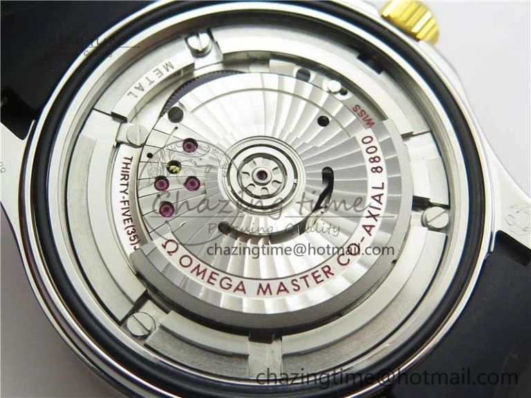 2018 Seamaster Diver 300M SS YG VSF 1:1 Best Edition YG Bezel Black Dial on Black Rubber Strap A8800