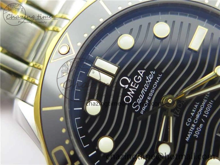 2018 Seamaster Diver 300M SS YG VSF 1:1 Best Edition YG Bezel Black Dial on SS YG Bracelet A8800