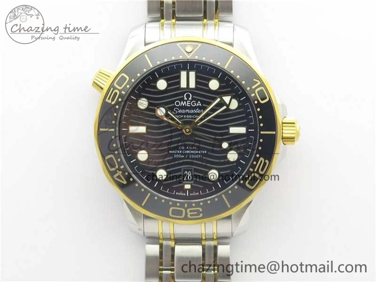 2018 Seamaster Diver 300M SS YG VSF 1:1 Best Edition YG Bezel Black Dial on SS YG Bracelet A8800