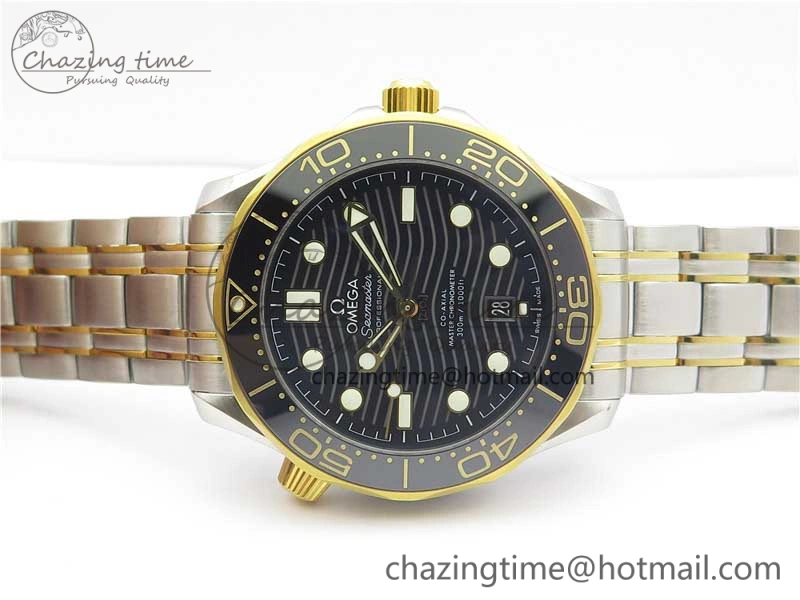 2018 Seamaster Diver 300M SS YG VSF 1:1 Best Edition YG Bezel Black Dial on SS YG Bracelet A8800
