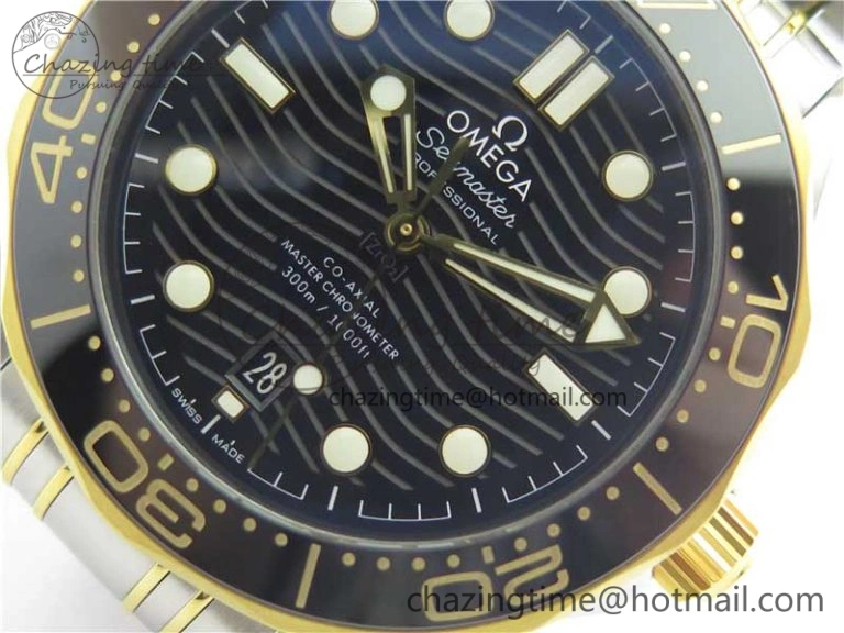 2018 Seamaster Diver 300M SS YG VSF 1:1 Best Edition YG Bezel Black Dial on SS YG Bracelet A8800
