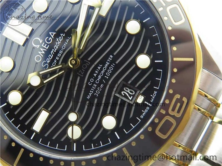 2018 Seamaster Diver 300M SS YG VSF 1:1 Best Edition YG Bezel Black Dial on SS YG Bracelet A8800