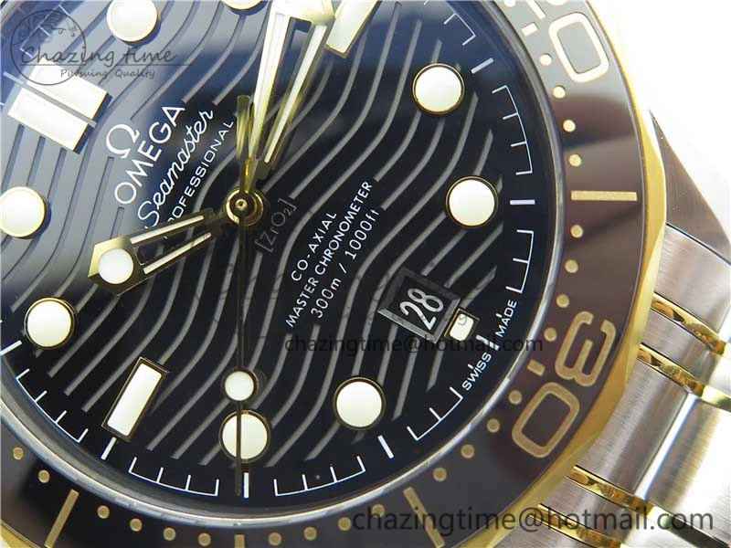 2018 Seamaster Diver 300M SS YG VSF 1:1 Best Edition YG Bezel Black Dial on SS YG Bracelet A8800